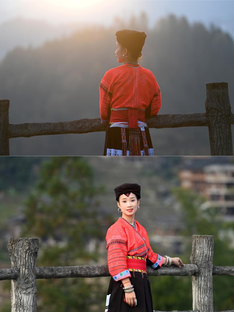 行走在梯田間的“風景”
