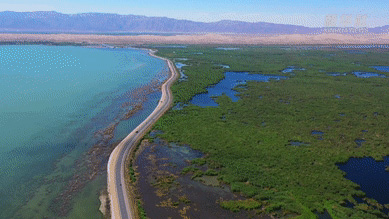 航拍新疆：美麗的博斯騰湖